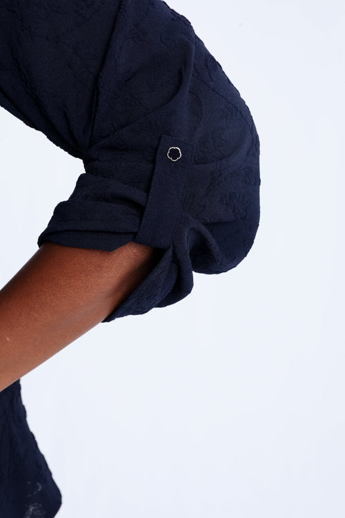 Chemise unie avec motif fleurs en relief-Paprika-5