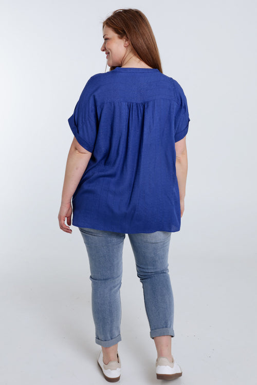 Blouse van viscose met lurexstrepen-Paprika-2