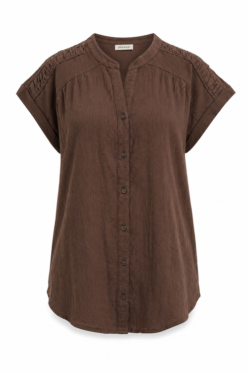 Top en coton uni-Paprika-1