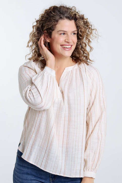 Gestreepte blouse met lurex-Paprika-1