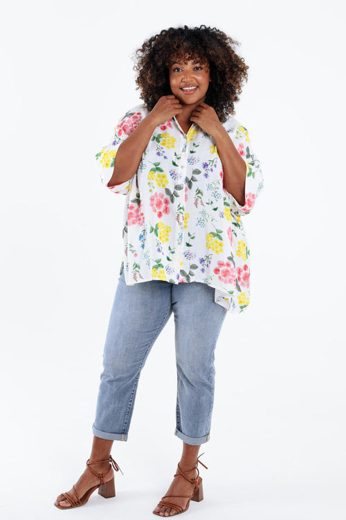 Blouse van viscose met bloemenprint-Paprika-9