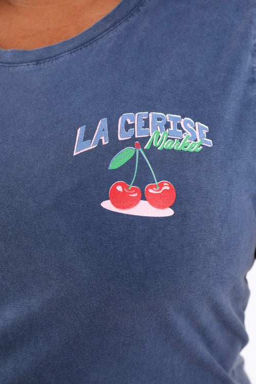 Katoenen T-shirt met kersenprint-Paprika-5