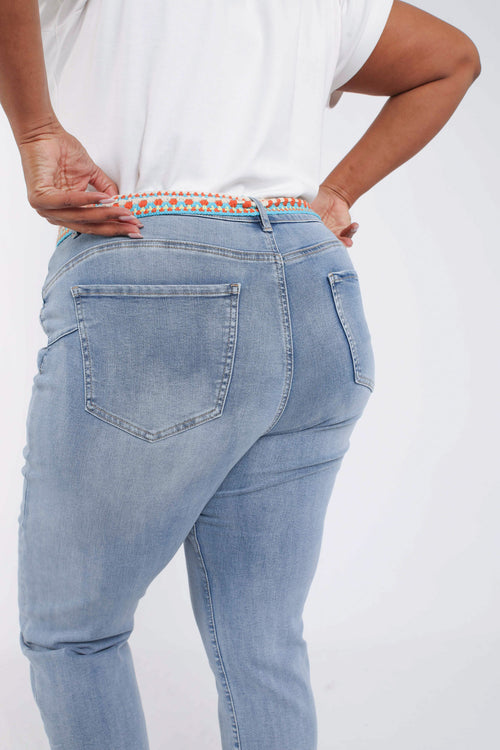 Jeans Louise slim 3/4 met fantasie riem-Paprika-5