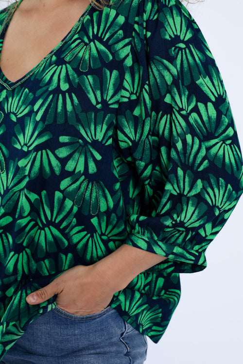 Blouse en viscose imprimé floral-Paprika-4
