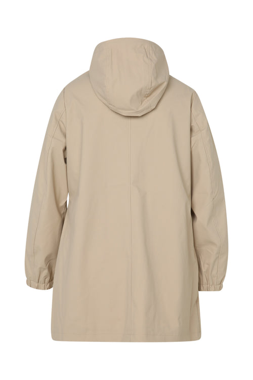 Effen mid-length regenjas met capuchon-Paprika-11