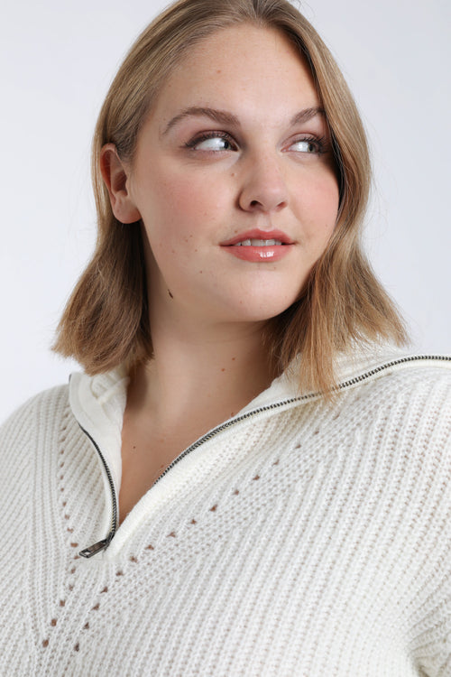 Pull uni col zippé-Paprika-5