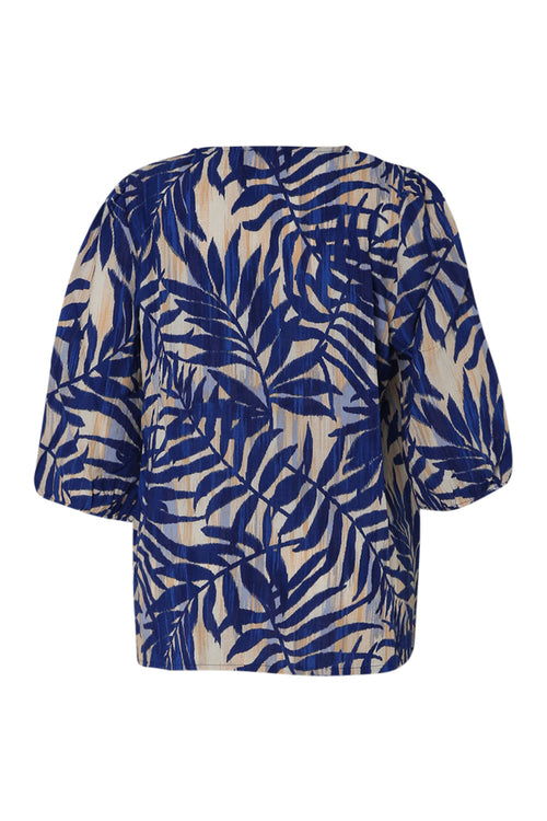Blouse van viscose met bladerenprint-Paprika-11