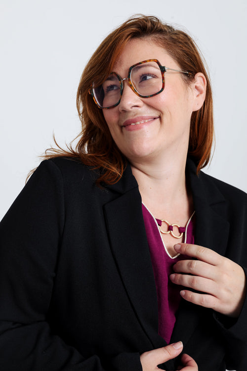 Kort, effen, getailleerd vest met bedrukte voering-Paprika-4