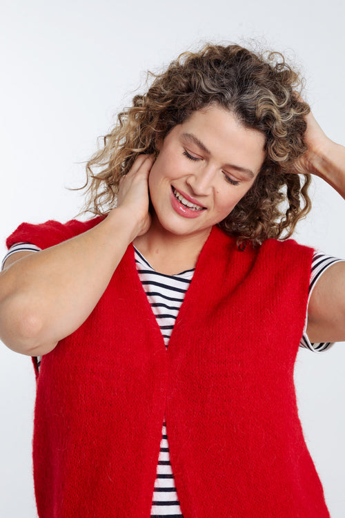 Effen mouwloos vest-Paprika-4