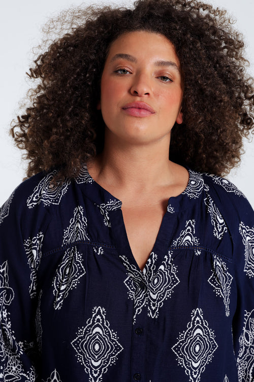 Blouse van viscose met cachemireprint-Paprika-4
