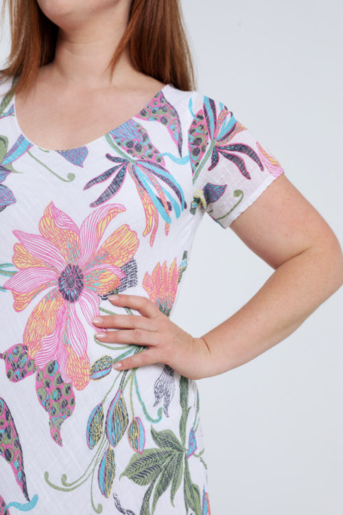 Katoenen mousseline jurk met bloemenprint-Paprika-4