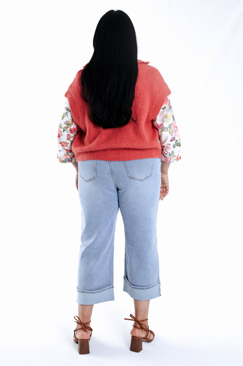 Effen korte cardigan-Paprika-2