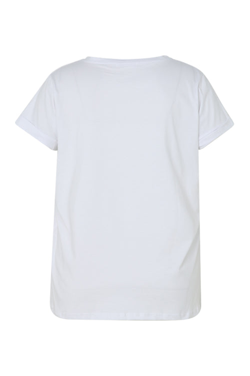 Effen katoenen T-shirt met hart van pailletten-Paprika-11