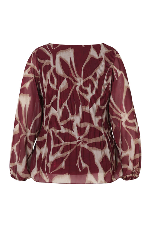 Geplooide blouse met grafische print-Paprika-11