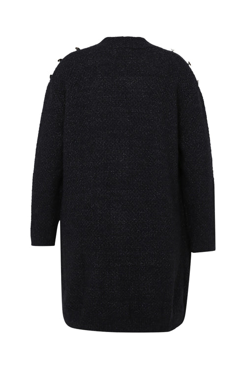 Lange, effen cardigan met sjaalkraag en decoratieve knopen-Paprika-11