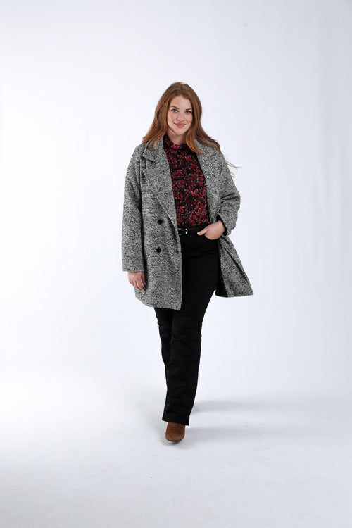 Blouse met bladerenprint en lurex lavallière-Paprika-9