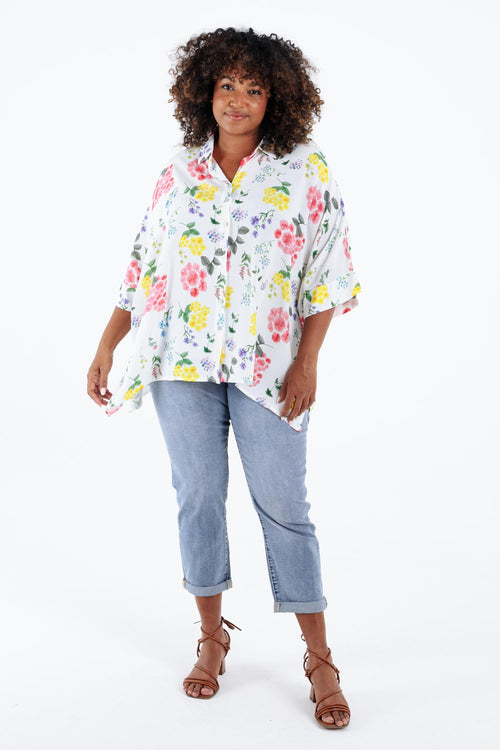 Blouse van viscose met bloemenprint-Paprika-7
