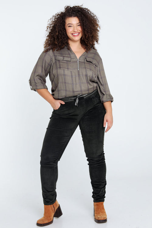 Effen slim fluwelen jegging-Paprika-8