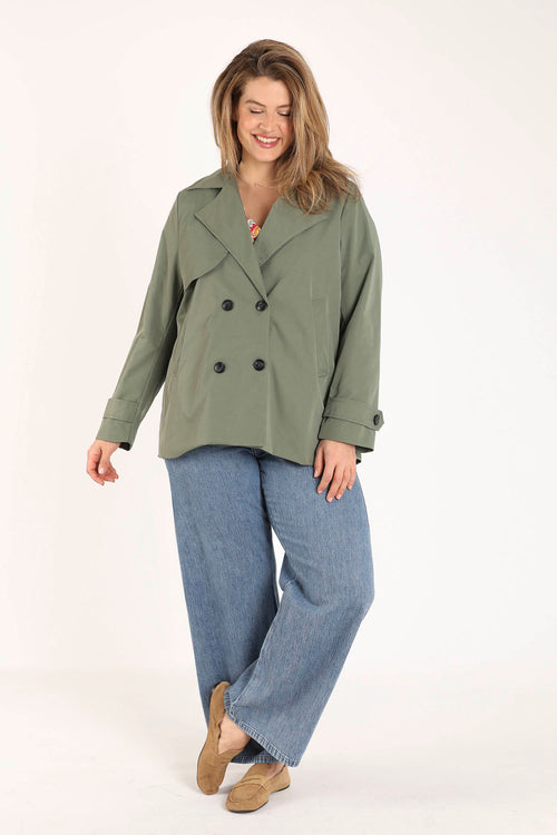 Korte effen trenchcoat-Paprika-9