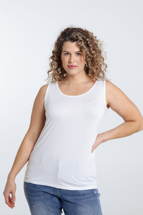 Effen tanktop van viscose-Paprika-2