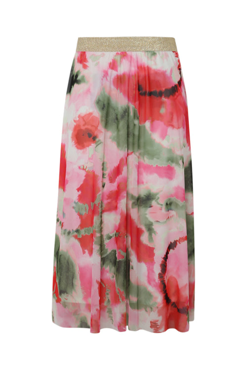 Lange rok van bloemenprint gaas-Paprika-10