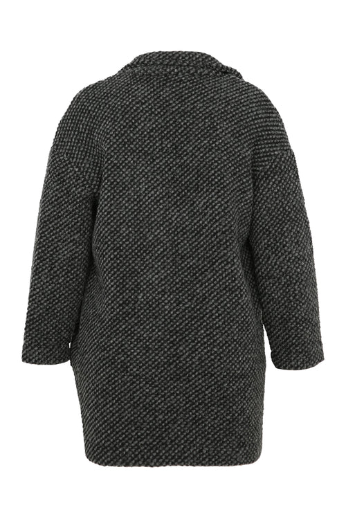 Manteau uni en tissu moucheté avec laine-Paprika-11