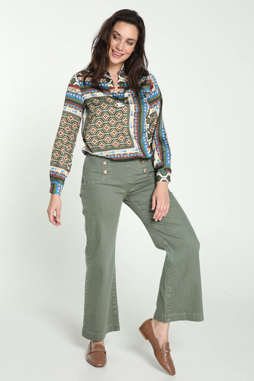 Effen palazzo broek met 6 gouden knopen vooraan-Paprika-5