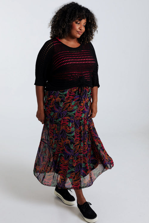 Korte, effen trui in viscose-Paprika-7