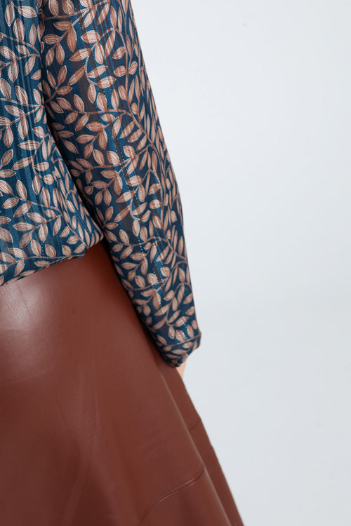 Korte blouse met bladmotief en ballonmouwen-Paprika-4