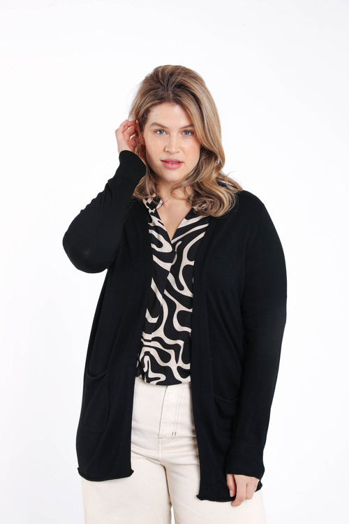 Dunne effen viscose cardigan-Paprika-3