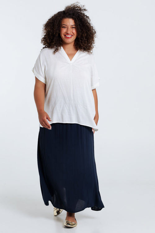 Effen lange viscose rok-Paprika-9