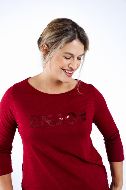Effen katoenen T-shirt Enjoy-Paprika-1