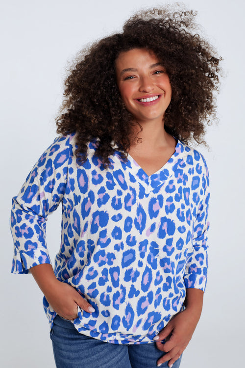 Blouse van viscose met dierenprint-Paprika-3