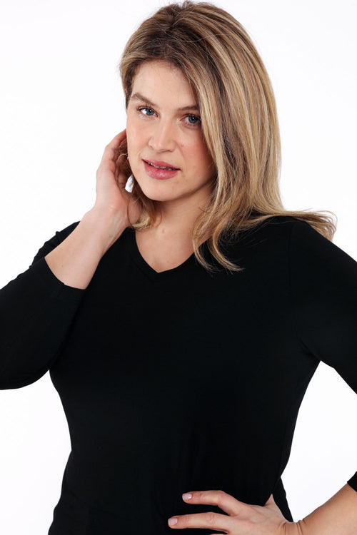 Basic T-shirt van viscose-Paprika-5