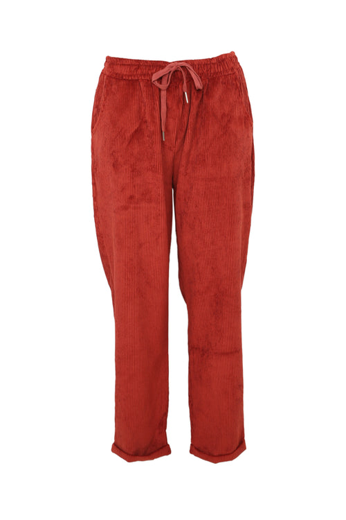Pantalon chino uni en velours-Paprika-10