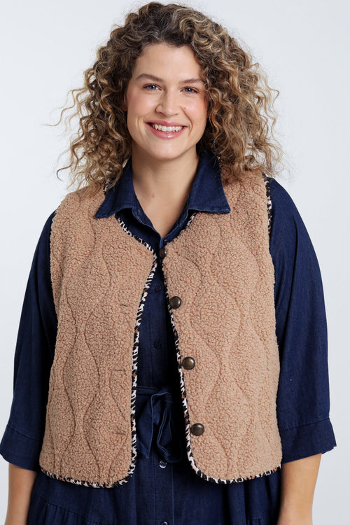  Effen boucle-vest               -Paprika-2