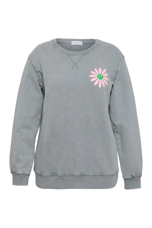 Sweat en coton imprimé fleuri-Paprika-9
