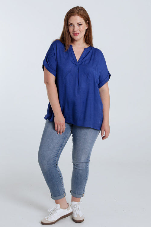 Blouse van viscose met lurexstrepen-Paprika-9