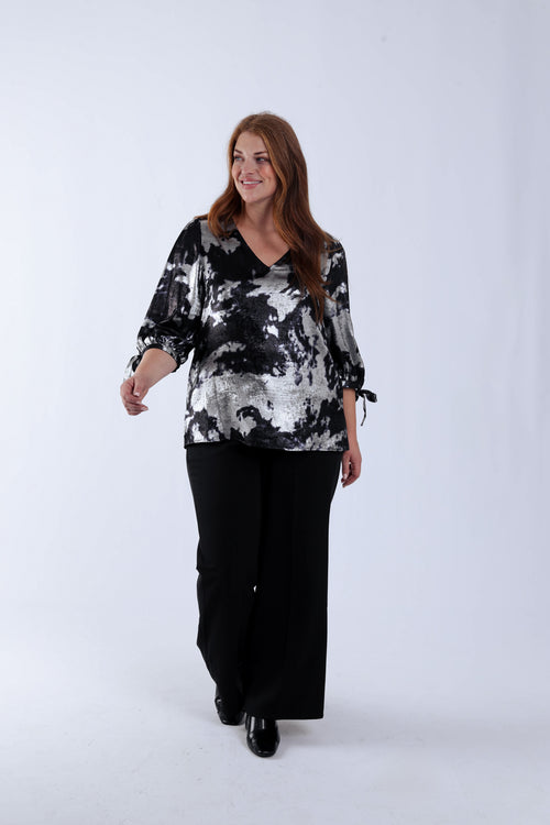 Satinachtige blouse tie-dye effect-Paprika-7