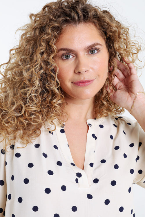 Blouse van viscose met stippenprint-Paprika-3