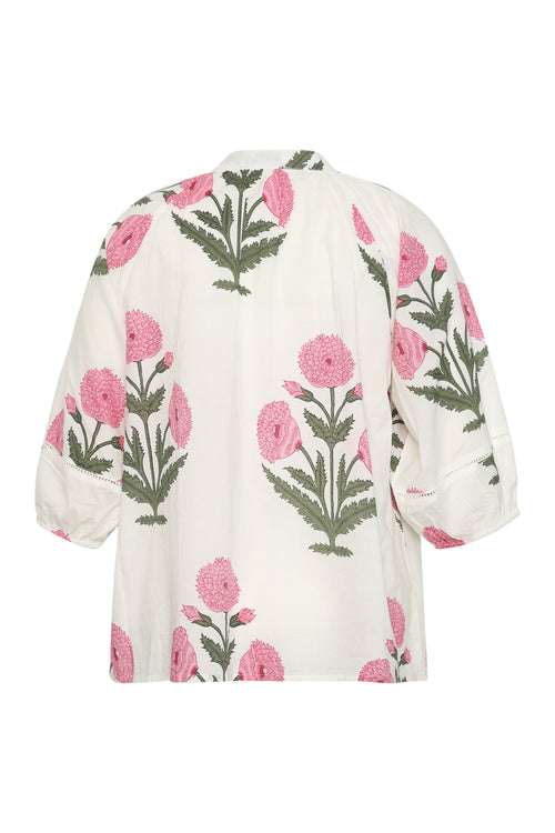 Blouse en coton imprimé fleuri-Paprika-2