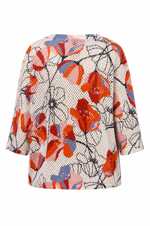 Pull ajouré imprimé floral-Paprika-2