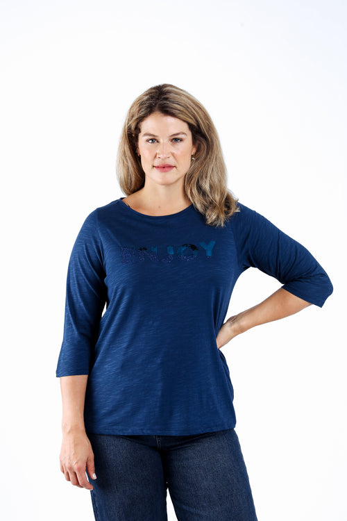 Effen katoenen T-shirt Enjoy-Paprika-2