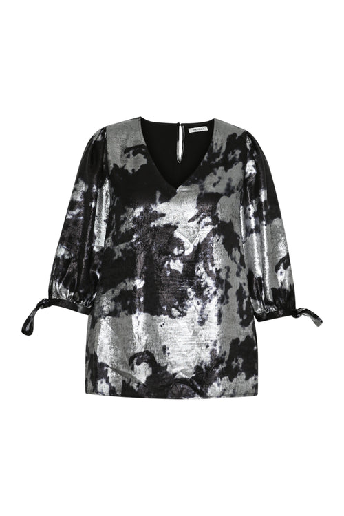 Satinachtige blouse tie-dye effect-Paprika-8