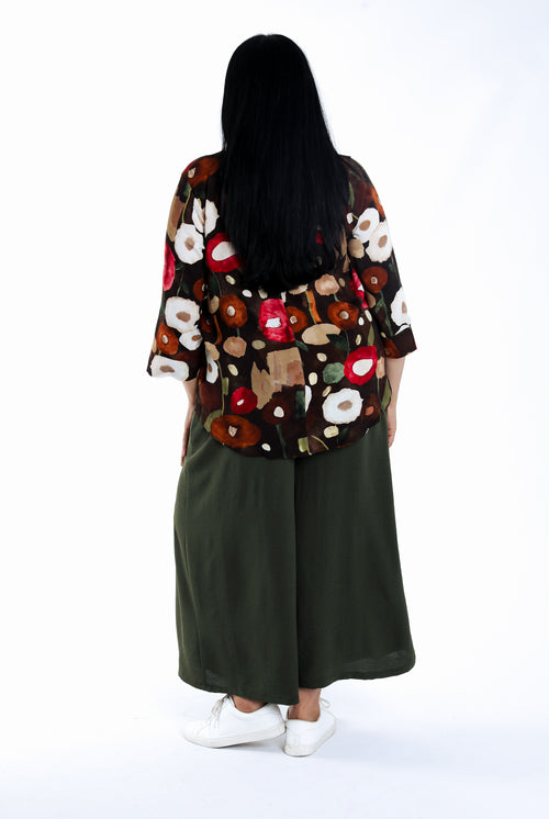 Blouse van bedrukt viscose met klaprozen-Paprika-2