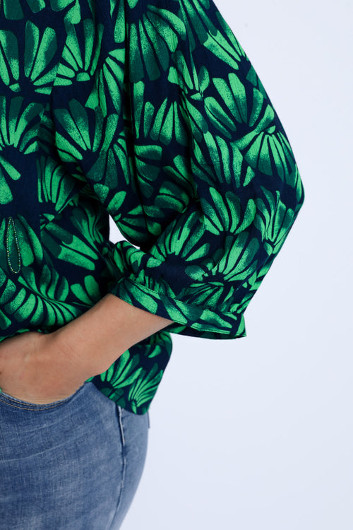 Blouse en viscose imprimé floral-Paprika-5