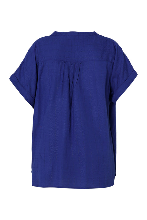 Blouse van viscose met lurexstrepen-Paprika-11