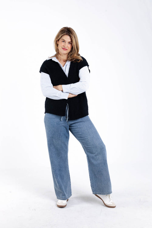 Gilet sans manches maille bouclette uni-Paprika-7