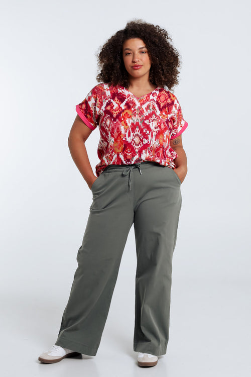 Effen brede chino broek-Paprika-7