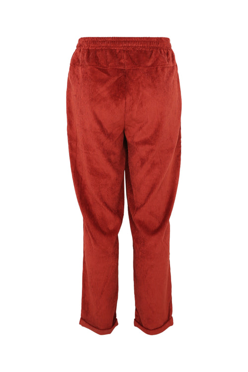 Pantalon chino uni en velours-Paprika-11